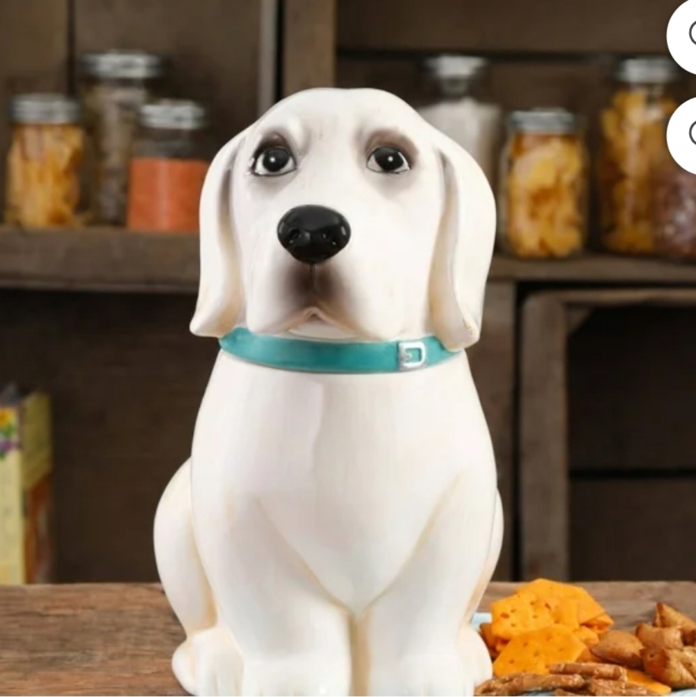 Pioneer Woman Dog Cookie Jar Labrador Retriever Lucy White Lab 11.5" Tall.